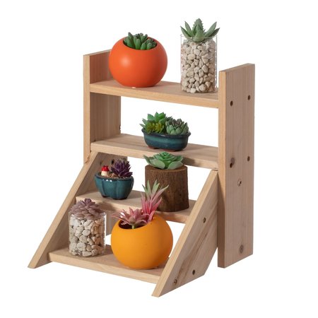 VINTIQUEWISE Flower Pots Plant Stand, Multiple Shelves, Brown Flower Display Storage Rack QI004296